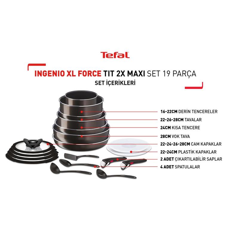 Tefal 2100125502 Ingenio XL Force Titanyum 2X Maxi Set 19 Parça