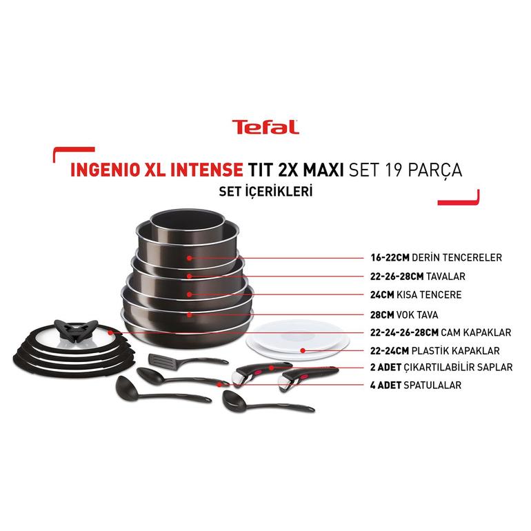 Tefal 2100125500 Ingenio XL Intense Titanyum 2X Maxi Set 19 Parça